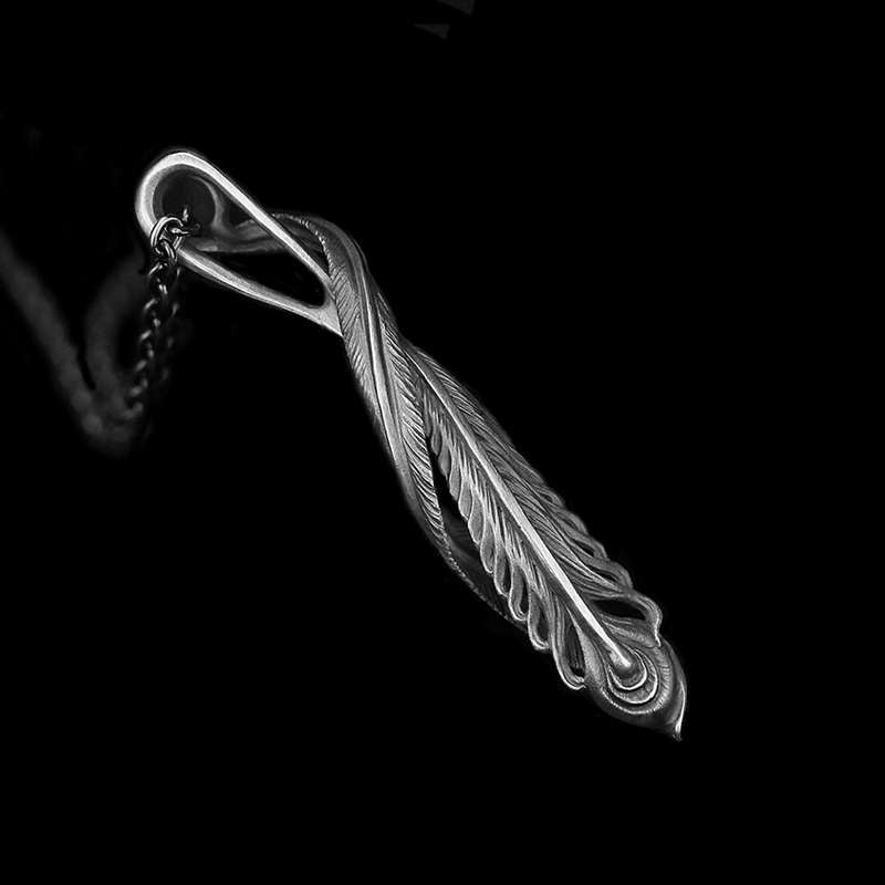 Feather pendant 925 Silver plumage pendant Phoenix Feather SSP204