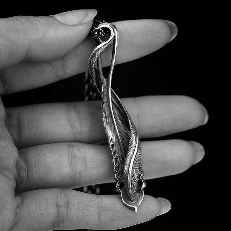 Feather pendant 925 Silver plumage pendant Phoenix Feather SSP204