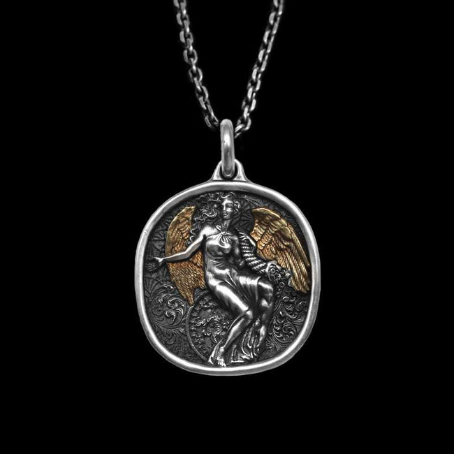 Fortuna pendant 925 Silver Lady Luck Goddess of Wealth pendant SSP208 Hover Image