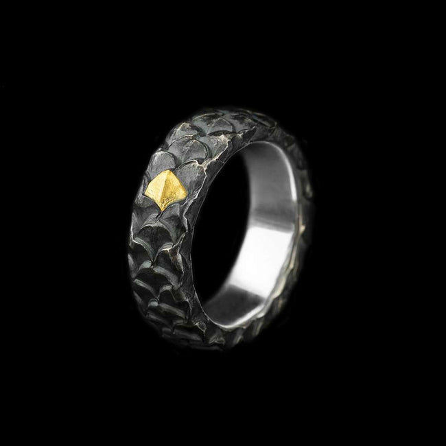 Dragon scale ring Handmade silver rings for men Hover Image