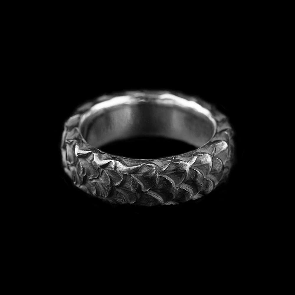 Dragon scale ring Handmade silver rings for men