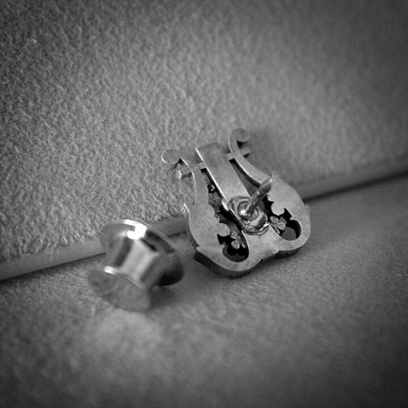 Lyre brooch 925 silver brooches Bollar brooch Badge BRC-02