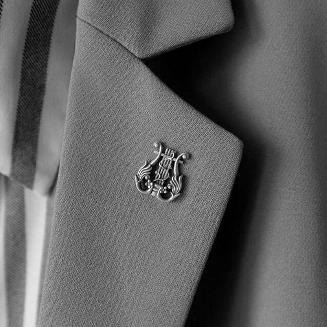 Lyre brooch 925 silver brooches Bollar brooch Badge BRC-02 Main Image