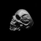 Chunky Skull Ring - Heavy 925 Silver Cracked Texture