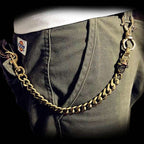 Wallet chain brass Double carved buckle skull copper key chain