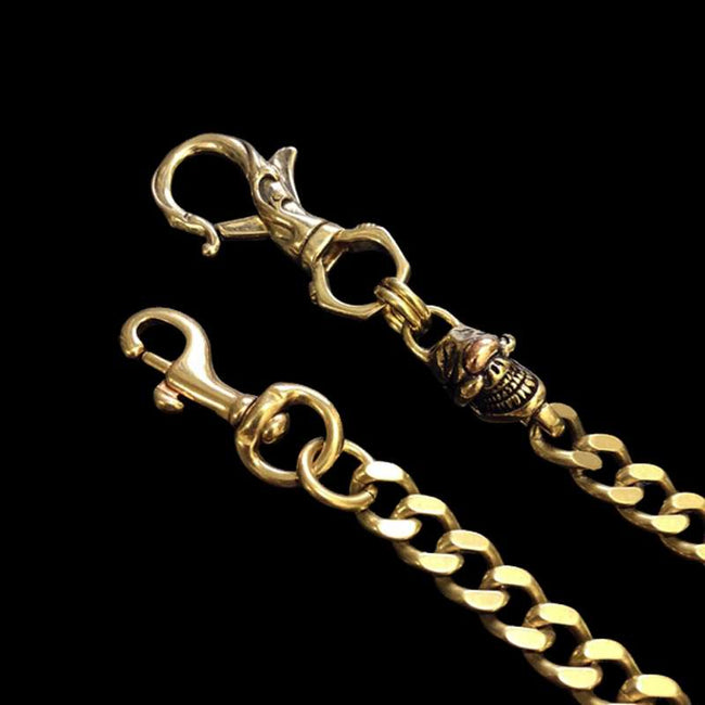 Wallet chain brass Double carved buckle skull copper key chain Main Image