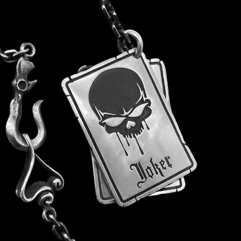 Ace of spades pendant 925 Sterling silver Skull necklace pendant 