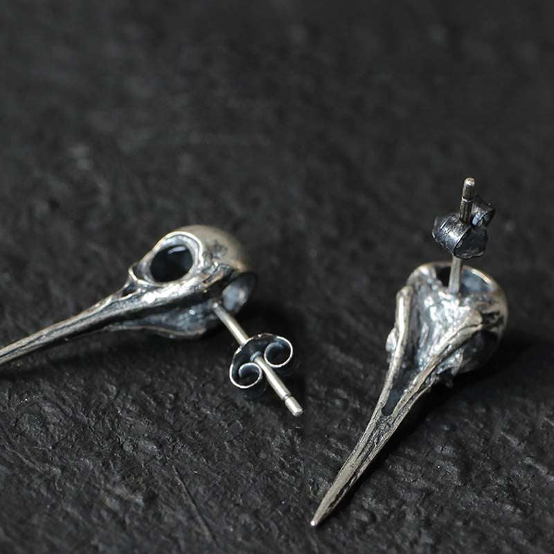 Hummingbird skull earrings cool earrings for men