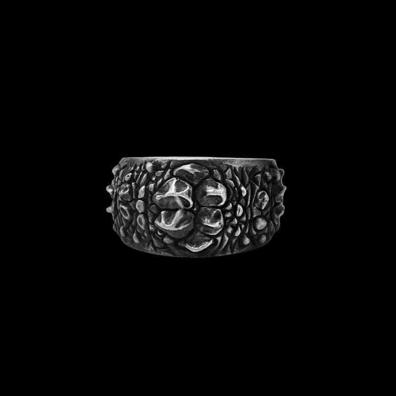 Crocodile rings 925 silver ring with crocodile leather texture