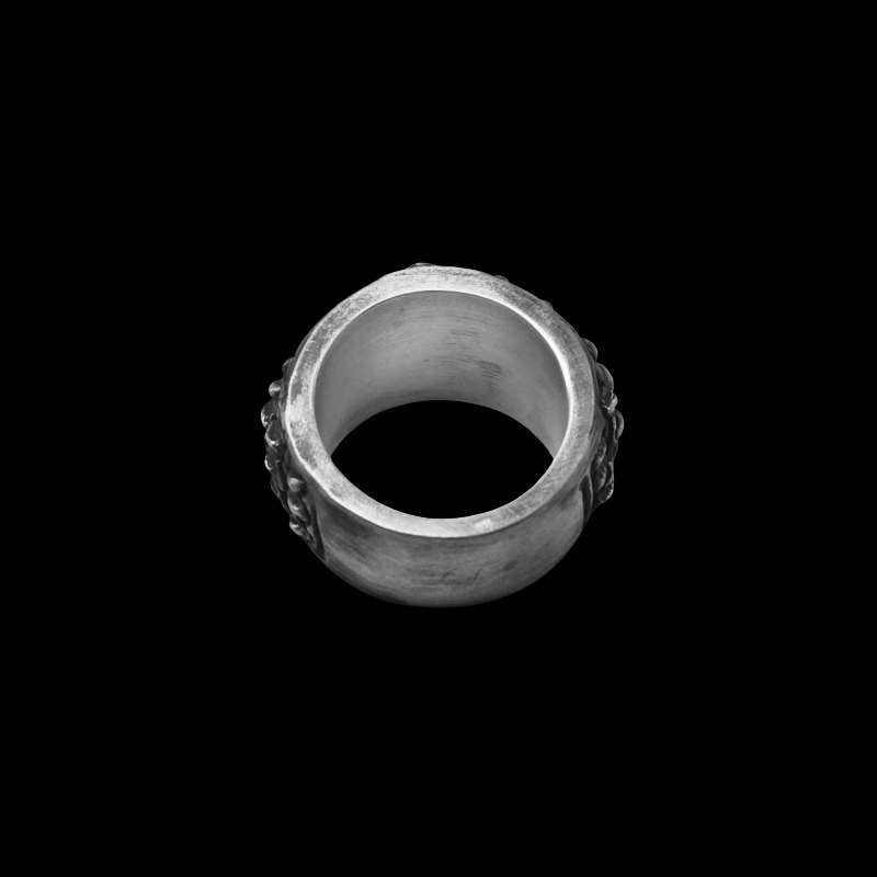 Crocodile rings 925 silver ring with crocodile leather texture