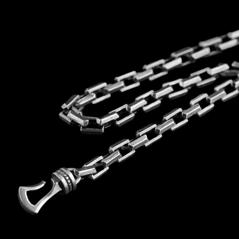 Mens necklace 925 silver solid three-dimensional hook necklace