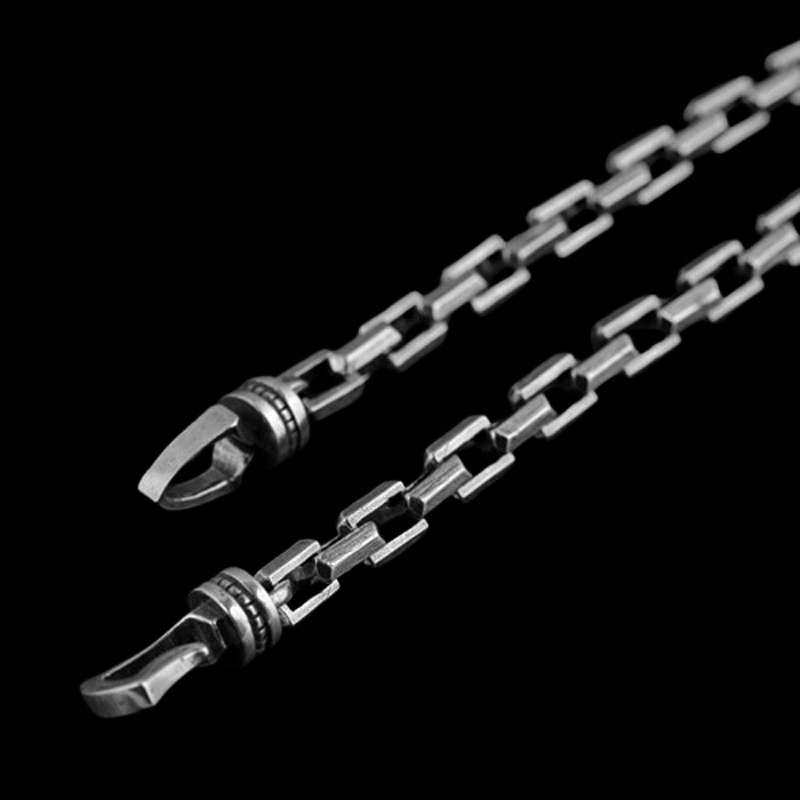 Mens necklace 925 silver solid three-dimensional hook necklace