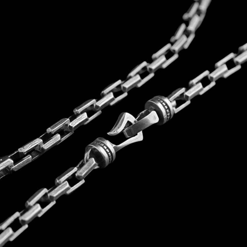 Mens necklace 925 silver solid three-dimensional hook necklace