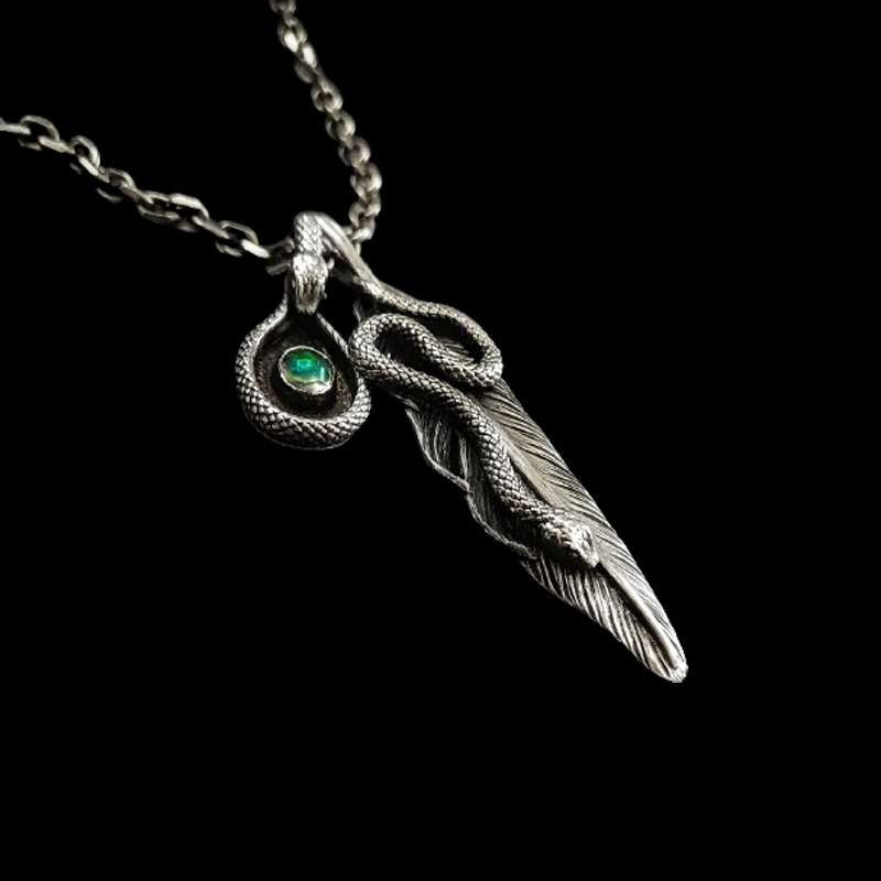 Snake necklace & perfect combination of snakes and feathers