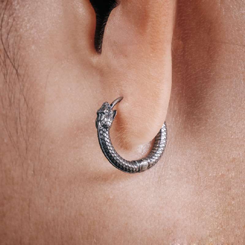 Snake Earrings | Handmade Hoop Earrings for Men