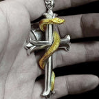 Gold snake necklace 24K gold cross necklace silver cross pendant 