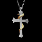 Gold snake necklace 24K gold cross necklace silver cross pendant 