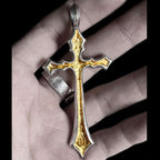 Thick gilt 24K gold cross pendant Fusion Sterling silver cross necklaces