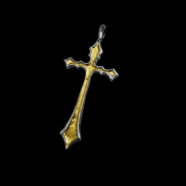 Thick gilt 24K gold cross pendant Fusion Sterling silver cross necklaces Main Image