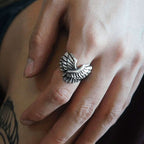 Wings of the Angel of Liberty rings 925 silver Wing mens pinky rings 
