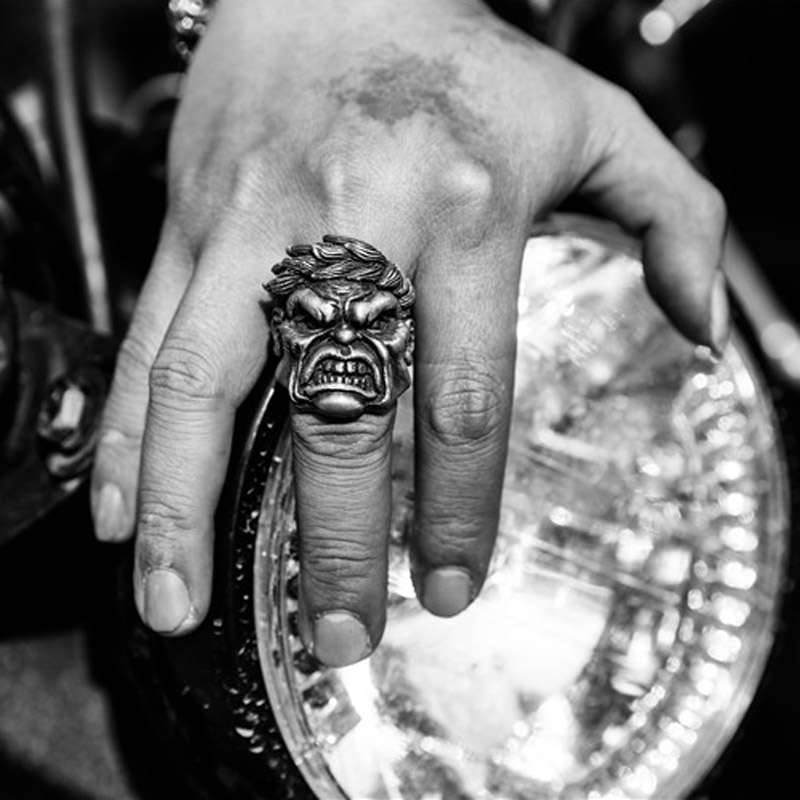 Hulk Ring Sterling Silver Carved Marvel Jewelry | MENSSKULL