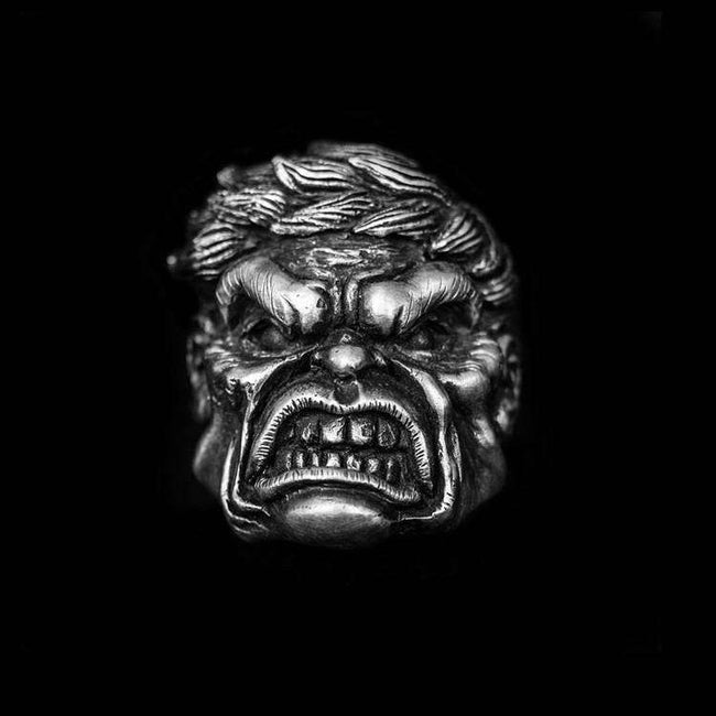 Hulk Ring Sterling Silver Carved Marvel Jewelry | MENSSKULL Hover Image
