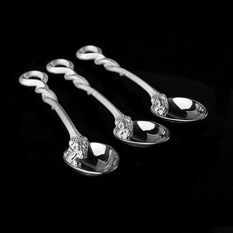 Silver Spoon Sterling silver snake swallowing egg coffee spoon