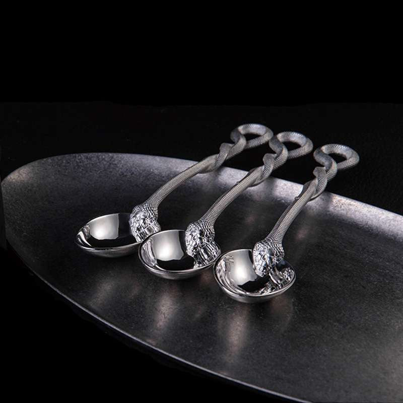 Silver Spoon Sterling silver snake swallowing egg coffee spoon