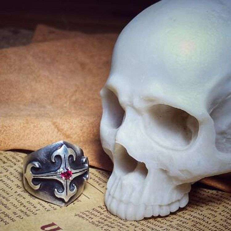 Gothic Chrome hearts rings 925 Sterling silver mens pinky rings