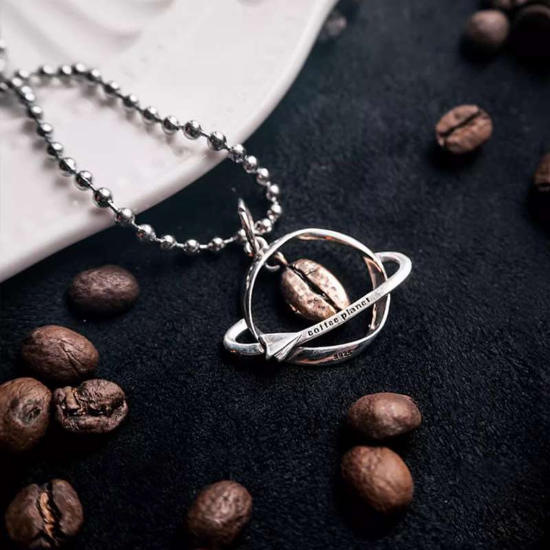 Coffee Planet Pendant Necklace | Customize Personalized Coffee Necklace