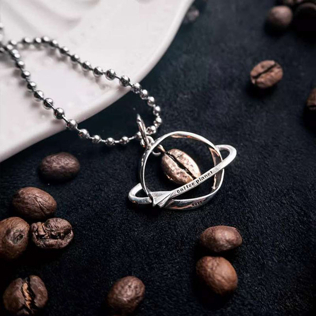Coffee Planet Pendant Necklace | Customize Personalized Coffee Necklace Main Image