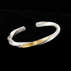 Viking Bracelet | Hand-Engraved Viking War Silver Bracelet with 24K Gold Inlay