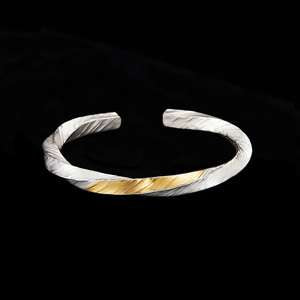 Viking Bracelet | Hand-Engraved Viking War Silver Bracelet with 24K Gold Inlay