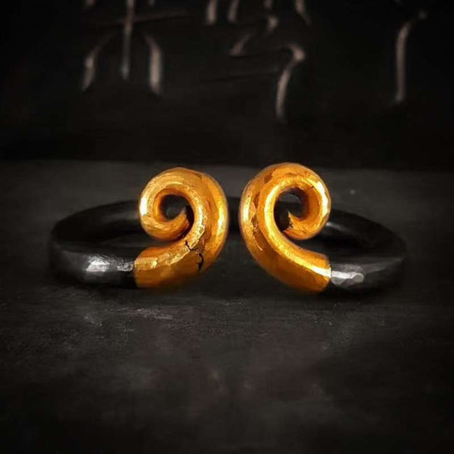 Black Myth Wukong Jewelry 999 Silver Inlaid with 24K Gold Bracelet Hover Image