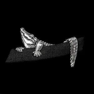 Crocodile Brooch - 925 Silver Handmade Pocket Square Alternative