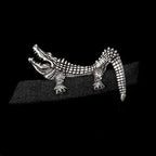 Crocodile Brooch - 925 Silver Handmade Pocket Square Alternative