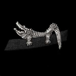 Crocodile Brooch - 925 Silver Handmade Pocket Square Alternative