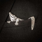 Crocodile Brooch - 925 Silver Handmade Pocket Square Alternative