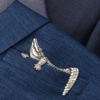 Crocodile Brooch - 925 Silver Handmade Pocket Square Alternative