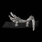 Crocodile Brooch - 925 Silver Handmade Pocket Square Alternative