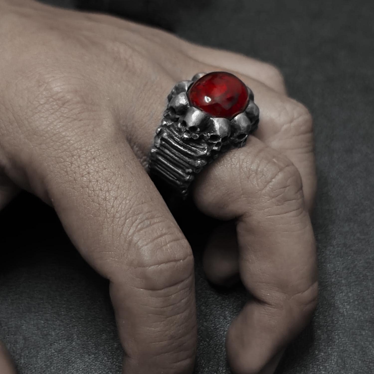 Ruby Skull Ring