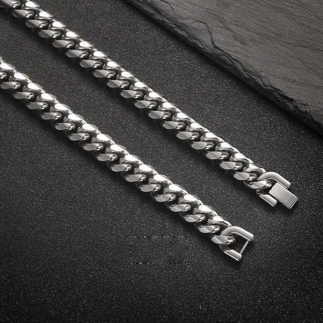 Mens stainless steel necklace pairs perfectly with casual attire Hover Image