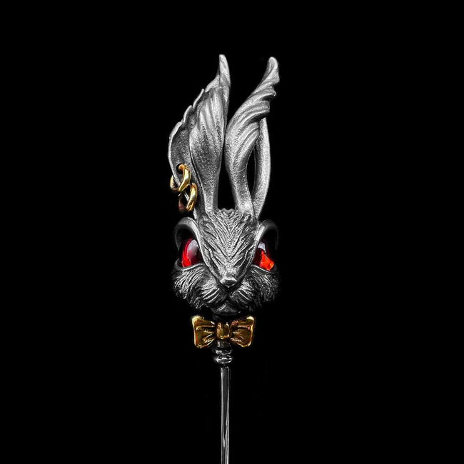 Rabbit Brooch​ 925 silver Ruby Eyes Suit pocket decoration badge Hover Image