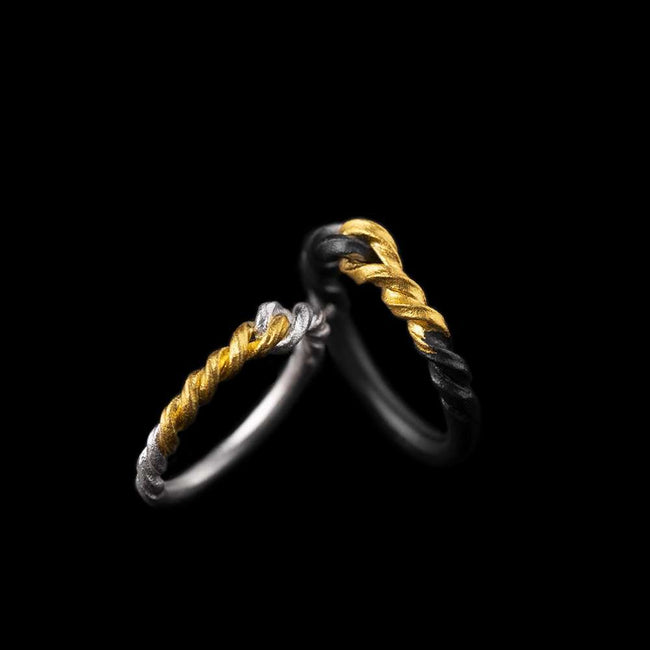 Eternal Bond Couples Promise Rings​ | 925 Silver & 24K Gold Hover Image