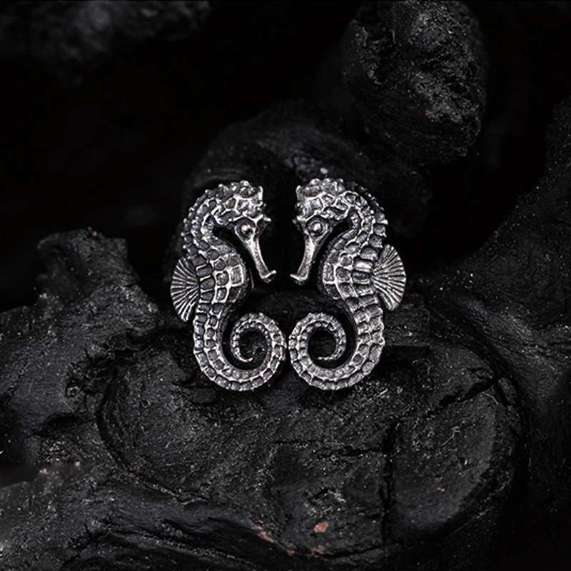 Elegant Seahorse Stud Earrings | Handcrafted 925 Sterling Silver Jewelry for Women