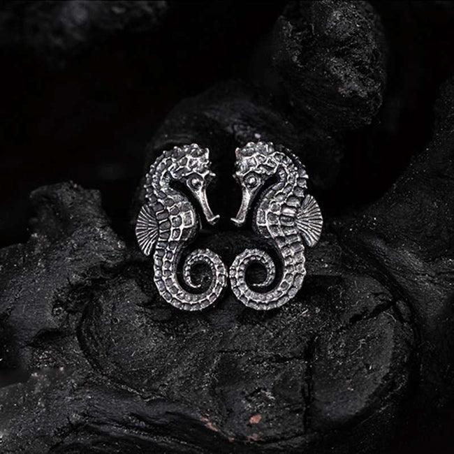 Elegant Seahorse Stud Earrings | Handcrafted 925 Sterling Silver Jewelry for Women Main Image