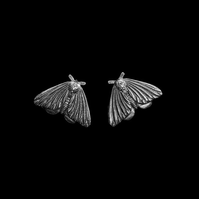 Enchanting Moth Stud Earrings | Handmade 925 Sterling Silver Nature-Inspired Jewelry for Women Hover Image