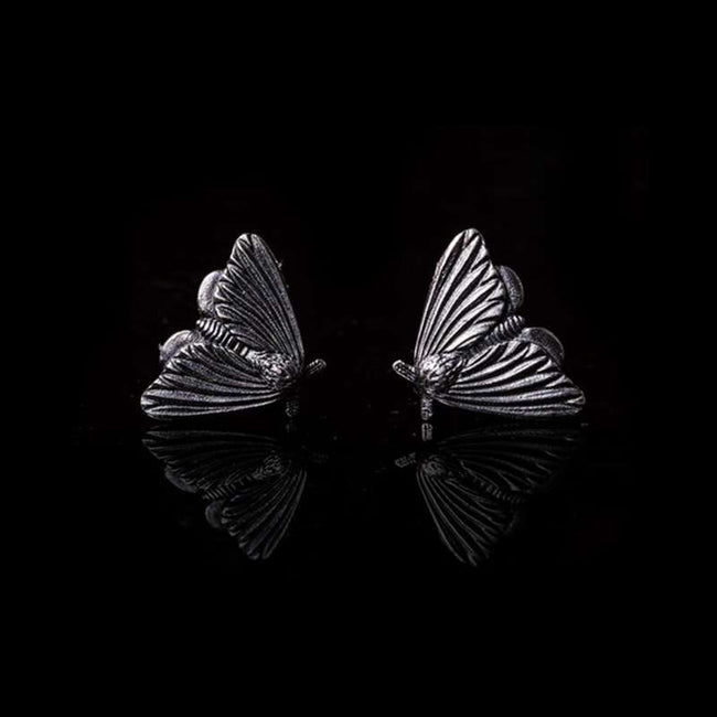Enchanting Moth Stud Earrings | Handmade 925 Sterling Silver Nature-Inspired Jewelry for Women Main Image