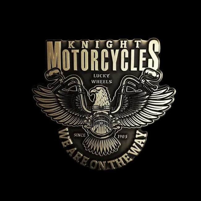 Harley Eagle Motorcycle Emblem - Brass 3D Eagle Badge with 3M Adhesive Hover Image