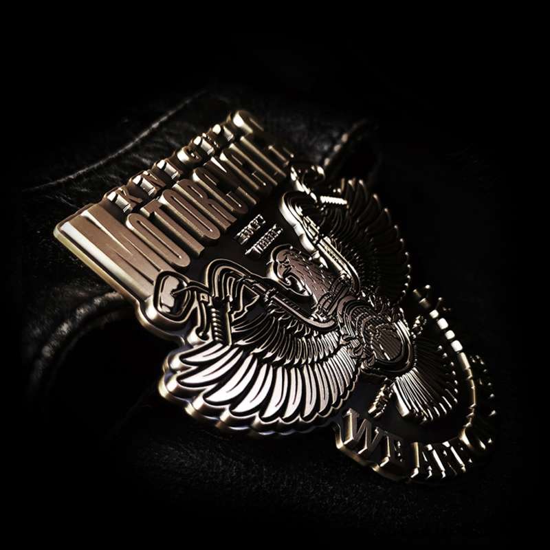 Harley Eagle Motorcycle Emblem - Brass 3D Eagle Badge with 3M Adhesive